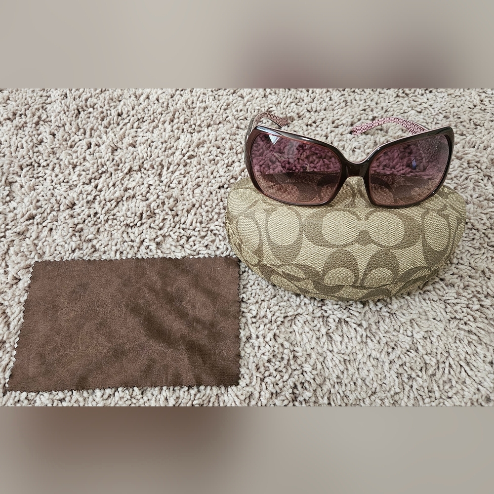 Coach Alicia Burgandy Sunglasses with Case and Cloth